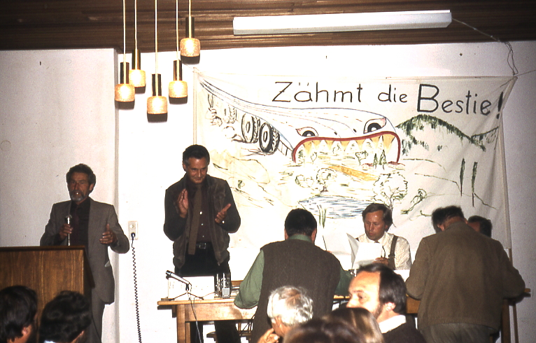 Veranstaltung gegen die A 94 - am Pult Sepp Steinberger, Sprecher Helmut Steininger